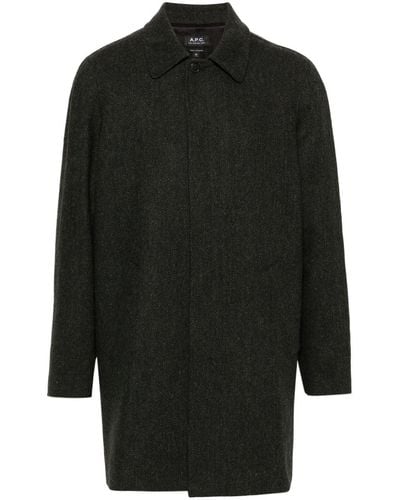 A.P.C. Chevron-pattern Virgin-wool Coat - Black