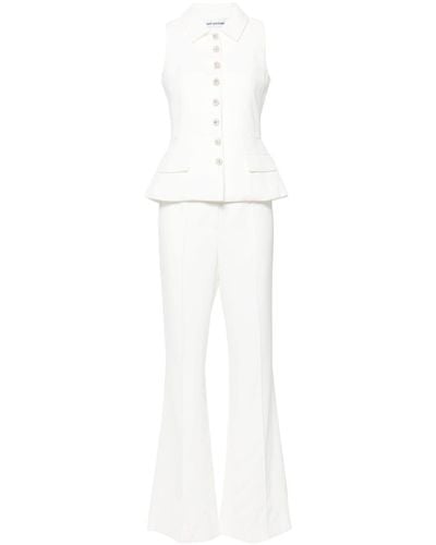 Self-Portrait Button-up Vest Jumpsuit - White