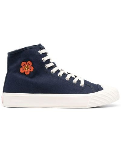 KENZO High-Top-Sneakers mit Blumen-Patch - Blau