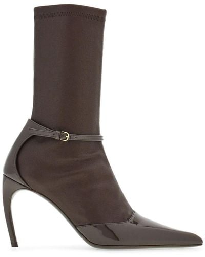 Ferragamo 85mm Patent Leather Boots - Brown