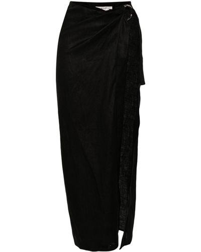 MANURI Vika 2.4 Linen Midi Skirt - Black