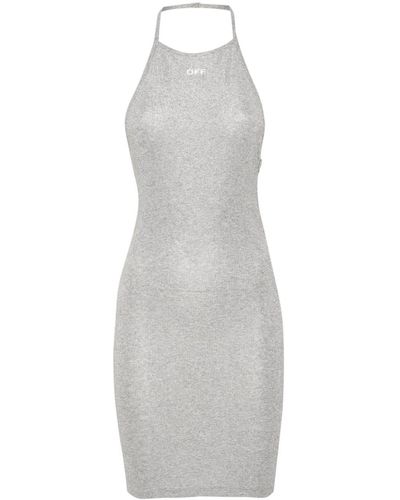 Off-White c/o Virgil Abloh Ribbed-knit Lurex Mini Dress - Gray