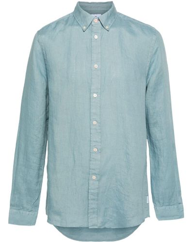 PS by Paul Smith Button-down Collar Linen Shirt - Blue