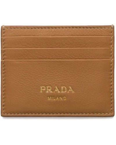 Prada Logo-stamp Leather Cardholder - Brown