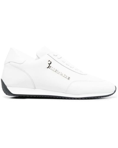 Billionaire Logo-plaque Leather Trainers - White