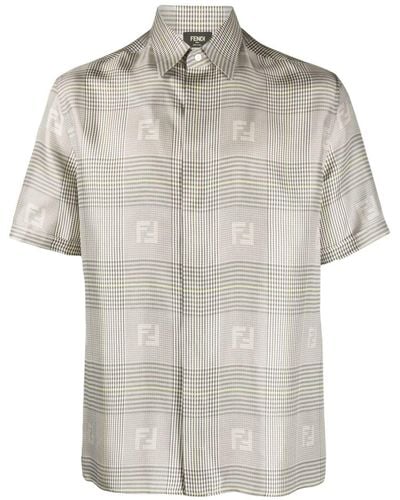 Fendi Prince-of-wales Check Silk Shirt - Gray