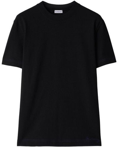 Burberry T-shirt Van Biologisch Katoen Met Geborduurd Logo - Zwart