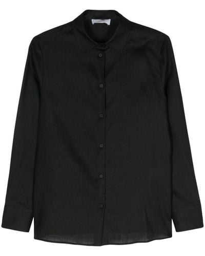 Lardini Linnen Shirt - Zwart