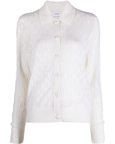 Barrie Open-knit Buttoned Cardigan - White