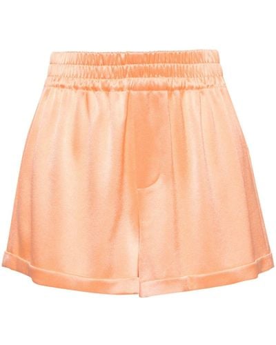 Alice + Olivia Richie Cuffed satin boxer shorts - Orange