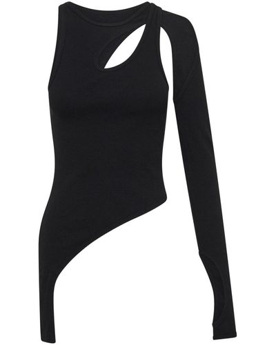 Dion Lee Asymmetric Cut-out Knitted Top - Black
