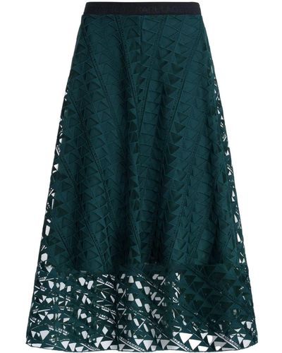 Karl Lagerfeld Layered Geometric-lace Skirt - Green