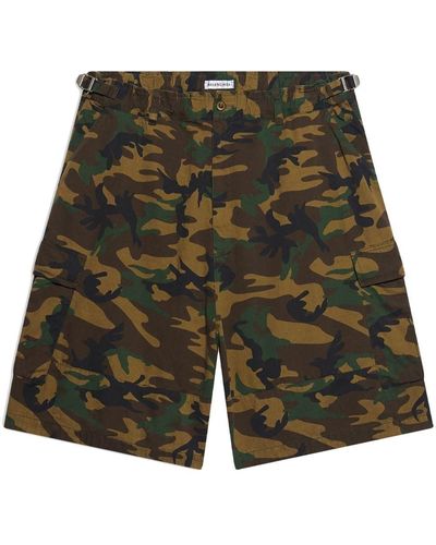Balenciaga Camouflage-print Cargo Shorts - Green