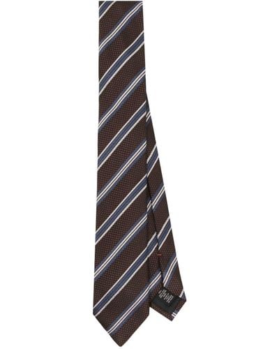 Zegna Gestreifte Jacquard-Krawatte aus Seide - Weiß