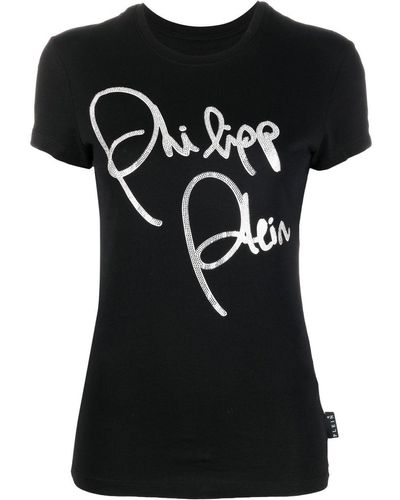 Philipp Plein T-Shirt mit verziertem Logo - Schwarz