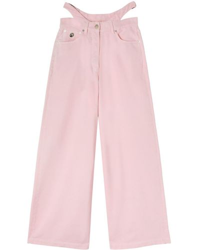 Ambush Cut-out Wide-leg Jeans - Pink