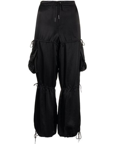 Anna Sui Satin-finish Pocket Straight Pants - Black