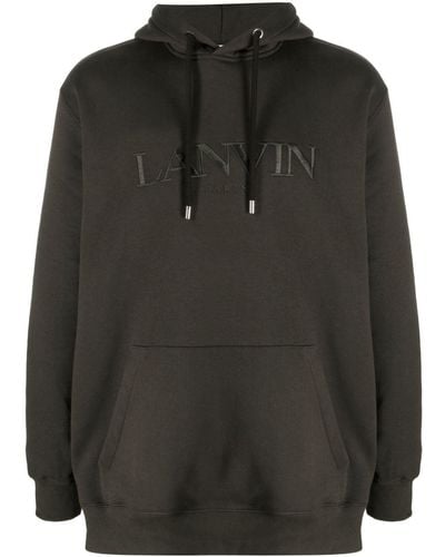 Lanvin Hoodie en coton à logo brodé - Noir