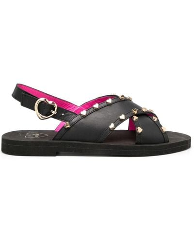 Love Moschino Sling Back Leather Sandals - Black