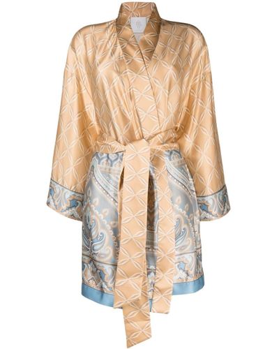 Eleventy Paisley-print Tied-waist Kimono - White