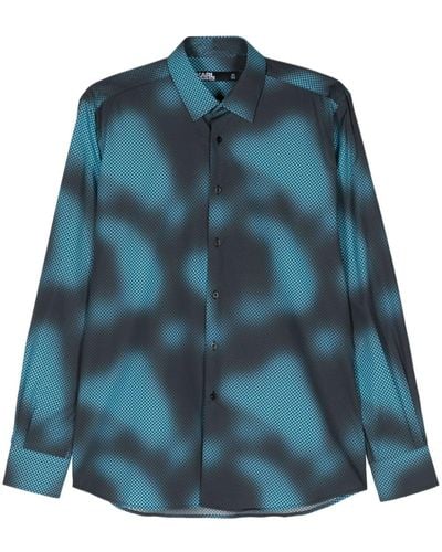 Karl Lagerfeld Ausgeblichenes Hemd mit grafischem Print - Blau
