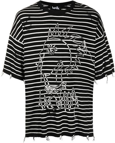 Haculla Jac Punk Striped Cotton T-shirt - Black