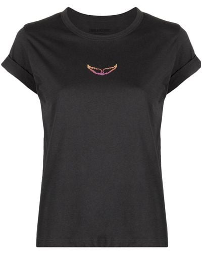 Zadig & Voltaire T-Shirt mit Sichelmond-Muster - Schwarz