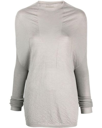 Rick Owens Crater Knit Cashmere Sweater - White