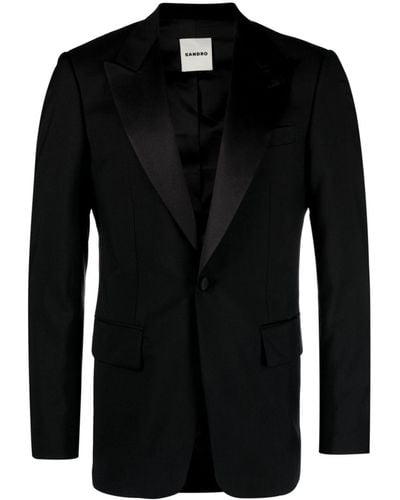 Sandro Satin-trim Tuxedo Jacket - Black