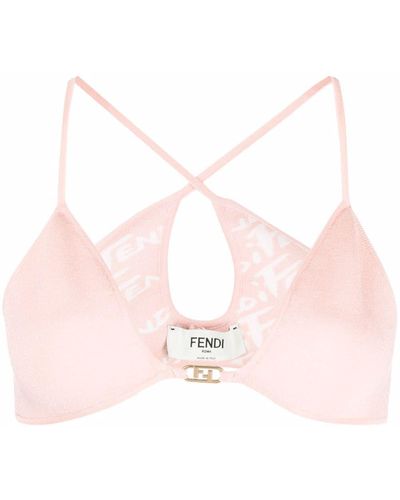 Fendi Cropped-Top mit Logo - Pink