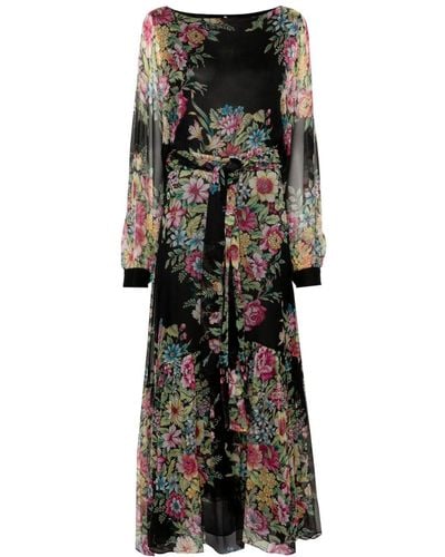 Etro Floral Crepe Maxi Dress - Zwart