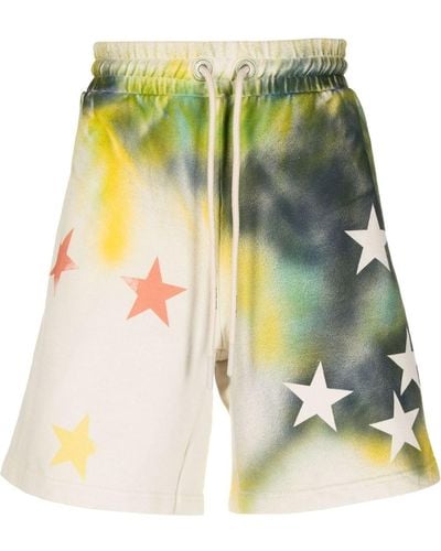 Palm Angels Star Sprayed Track Shorts - Green