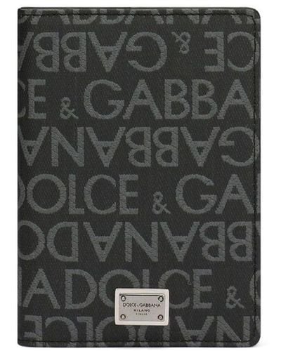 Dolce & Gabbana Porte-cartes à plaque logo en jacquard - Noir