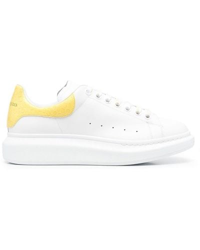 Alexander McQueen White Oversize Sneakers With Yellow Crocodile Effect Spoiler