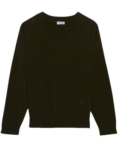 Claudie Pierlot Logo-embroidered Cashmere Jumper - Green