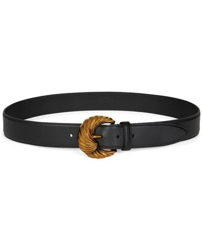 Etro Embossed-buckle Leather Belt - Black