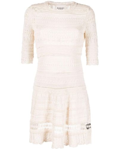 Isabel Marant cut-out cable-knit mini dress - Neutrals
