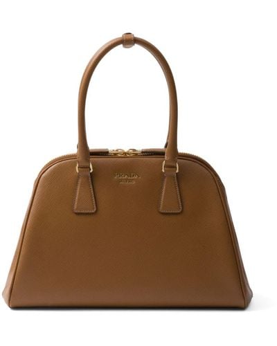 Prada Medium Saffiano Leather Tote Bag - Brown