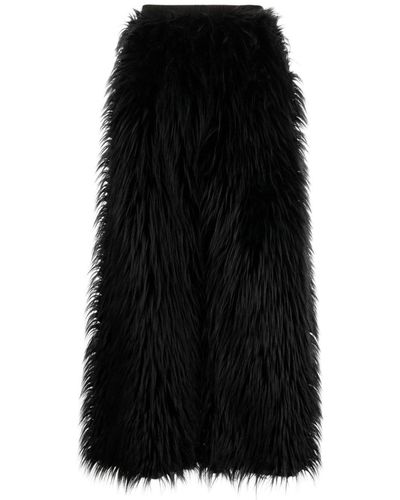 Natasha Zinko Furry Wide-leg Trousers - Black