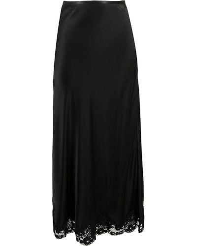RIXO London Crystal Lace Trim Midi Skirt - Black
