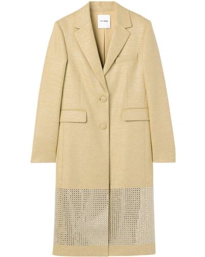 St. John Metallic Twill Tailored Jacket - Natural