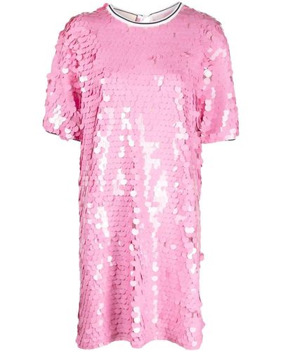 Plan C Sequin-embellished T-shirt Dress - Pink