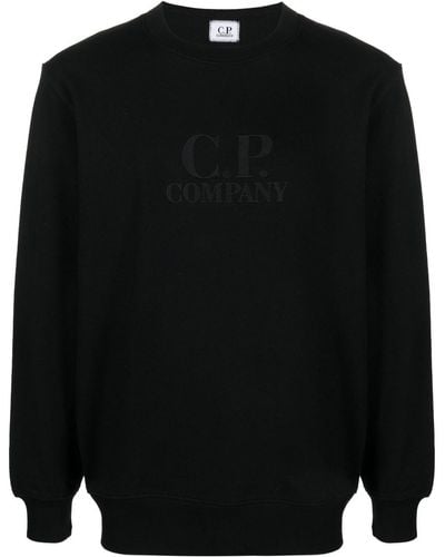 C.P. Company Embroidered-logo Jersey-fleece Sweater - Black