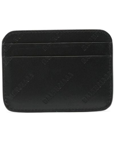 Balenciaga Logo-debossed Leather Cardholder - Black