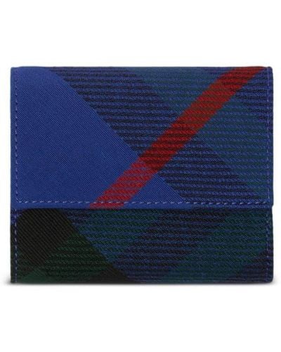 Burberry Check-pattern Leather Wallet - Blue