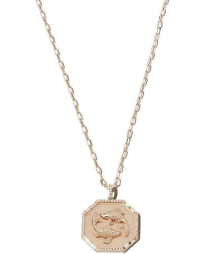 SHAY 18kt Rose Gold Zodiac Disc Diamond And Enamel Necklace - Pink