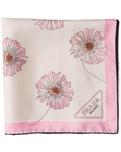 Prada Schal mit Blumen-Print - Pink
