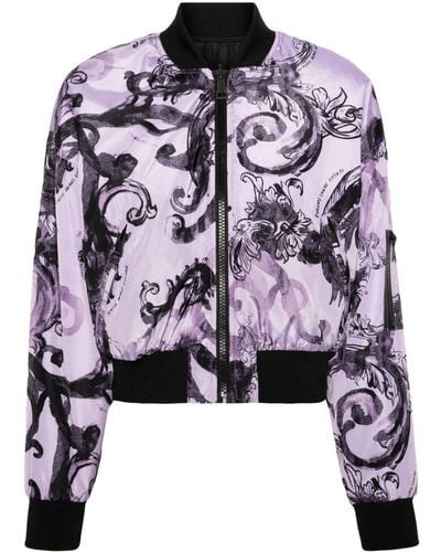 Versace Watercolor Couture Reversible Bomber Jacket - Purple