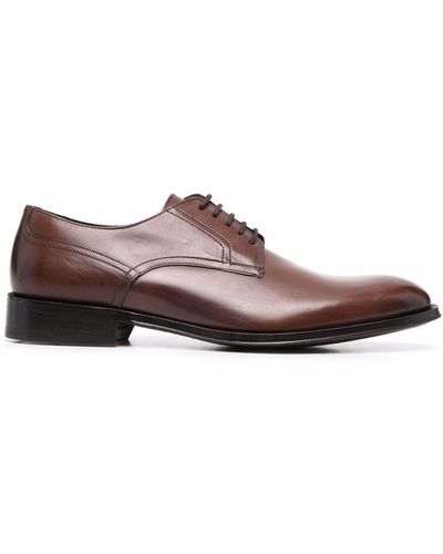 Corneliani Burnished-effect Lace-up Derby Shoes - Brown