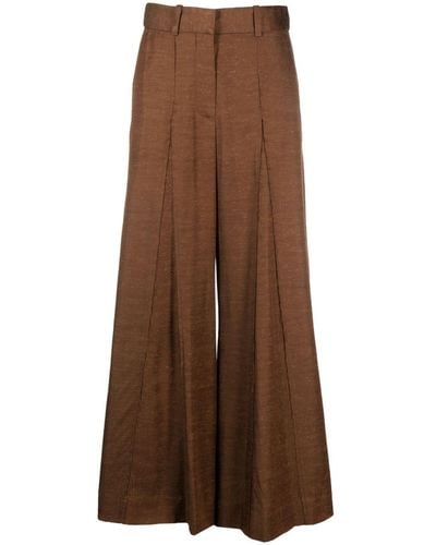 By Malene Birger Pleat-detail Wide-leg Trousers - Brown